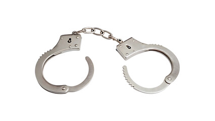 Metal handcuffs isolated on a white background png ai generated