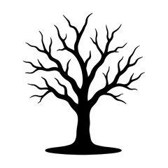 Bare Tree Silhouette for Halloween – Spooky Dead Tree Vector. 