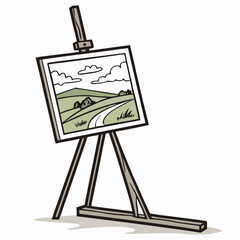 wooden easel with blank canvas
