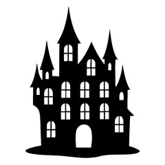 Fototapeta premium Haunted Halloween Castle Silhouette Vector – Spooky Scary House Art. 