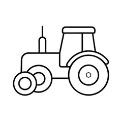 narrow tractor line art on white background