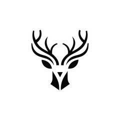 tree antler deer silhouette design vector illustration