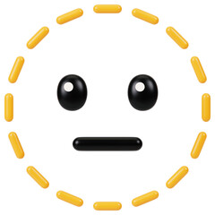 Outline emoji face  3d icon in cartoon plastic style minimal isolated on transparent white background, clipping path	