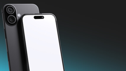 Minimalist Black iPhone Mockup on Clean White Background