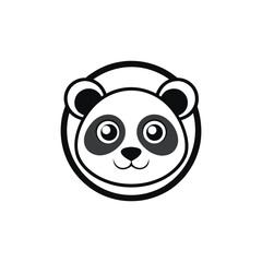 simple panda icon black and white vector illustration