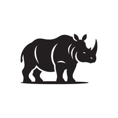 Majestic Indian Rhinoceros Silhouette – Bold Wildlife Vector Illustration Featuring Powerful One-Horned Rhino in Profile, Perfect for Nature, Conservation, Jungle, and Safari Themed Designs.
