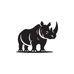 Majestic Indian Rhinoceros Silhouette – Bold Wildlife Vector Illustration Featuring Powerful One-Horned Rhino in Profile, Perfect for Nature, Conservation, Jungle, and Safari Themed Designs.
