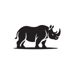 Majestic Indian Rhinoceros Silhouette – Bold Wildlife Vector Illustration Featuring Powerful One-Horned Rhino in Profile, Perfect for Nature, Conservation, Jungle, and Safari Themed Designs.
