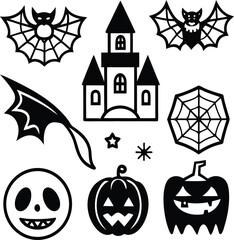 Halloween Icon Sammlung – Schwarze und Orange Vektor Set
