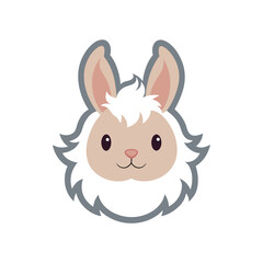 cute fluffy bunny in minimal style vector illustration