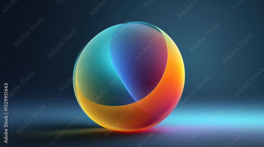 Poster a colorful sphere with a blue background. the sphere is surrounded by a blue circle. the sphere is t