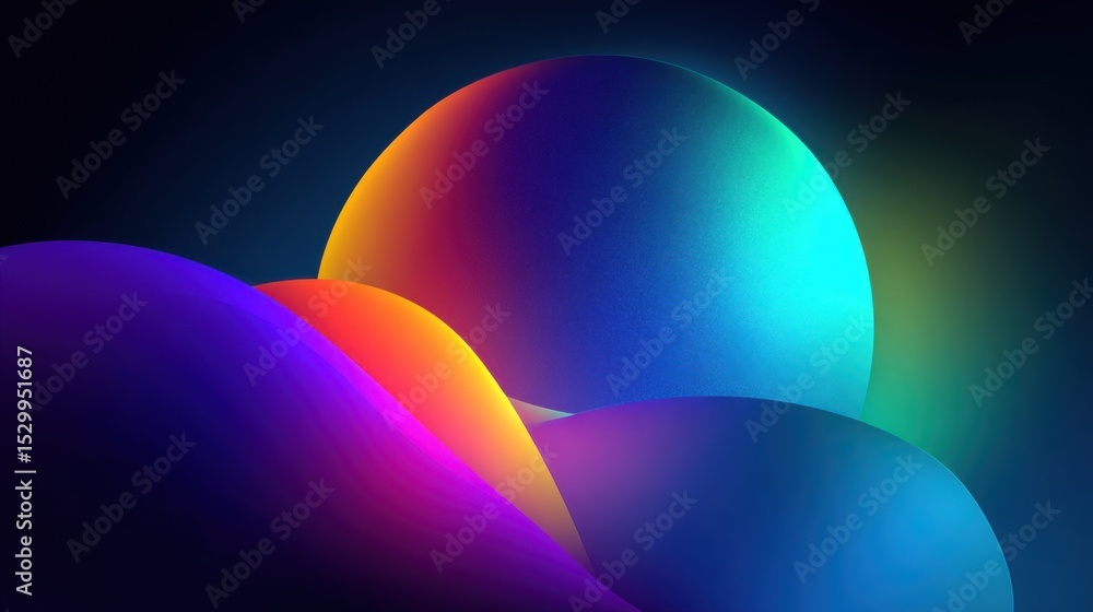 Aufkleber a colorful, abstract image of a blue sphere with a rainbow background. the image is a representation