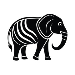 single line elephant with curved form vector illustration