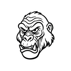 Brutal Gorilla Head in Dynamic Sketch Style vector illustration