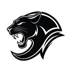 Dynamic Panther Logo with Navy and Red Curves vector illustration