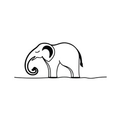 Elegant Elephant Design in Minimal Line Art vector illustration