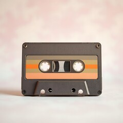 Obraz premium Retro blank audio cassette tape isolated on white, an old analogue music and sound recording object