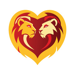 Two Lions Forming a Heart Symbol vector illustration