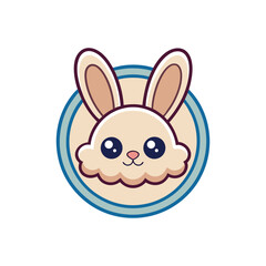 Adorable Bunny Logo in Fluffy Minimalism vector illustration
