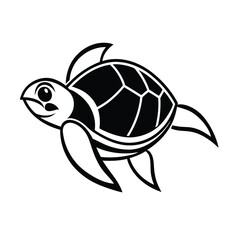 Retro Sea Turtle in Faded Turquoise Hues vector illustration