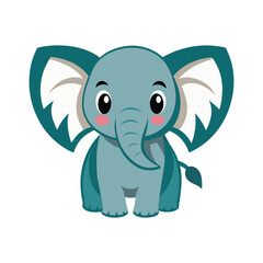 Baby Elephant with Oversized Playful Ears vector illustration