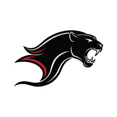 Sleek Panther in Motion with Navy and Red vector illustration