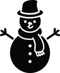 snowman with hat and scarf silhouette
