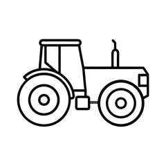 compact tractor line art on white background