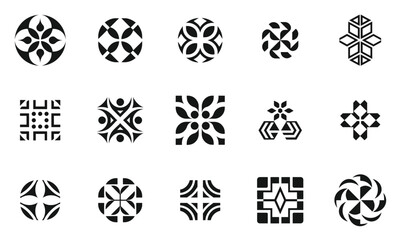 A collection of intricate black and white geometric patterns featuring floral and abstract designs, perfect for various creative projects.