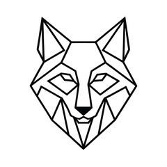 Grayscale Geometric Wolf in Minimalist Form vector illustration
