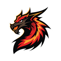 Naklejka premium Fierce Dragon with Fire and Strong Lines vector illustration