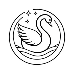 Dreamlike Swan and Moon in Soft Blues and Whites vector illustration