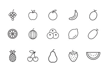 Fruit line icon set, vector collection of simple fresh food