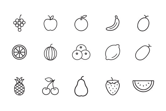 Fruit line icon set, vector collection of simple fresh food