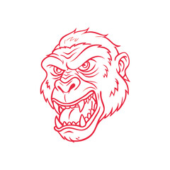 Brutal Gorilla Head with Dynamic Sketch Lines vector illustration