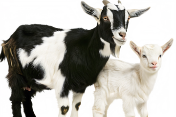 Two goats adult and kid isolated on a white background png ai generated