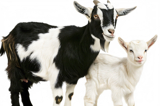 Two goats adult and kid isolated on a white background png ai generated