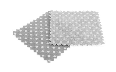 Samples of fabrics with polka dot pattern isolated on white