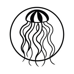 Glowing Jellyfish with Abstract Tentacles vector illustration