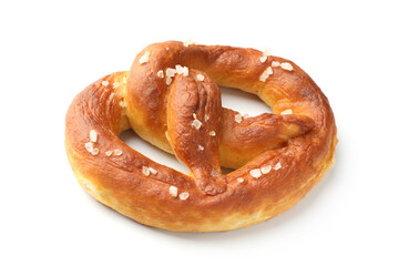 Tasty pretzel with salt isolated on white