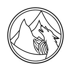 Wolf Howling Against Mountain Silhouette vector illustration