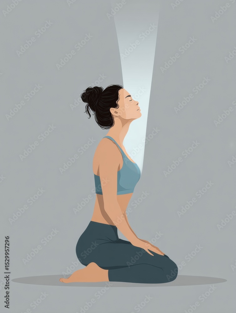 Poster Stretching and Breathwork Benefits for Mind and Body Well-Being in a Tranquil Setting
