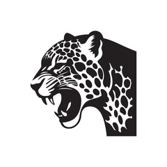 Majestic Jaguar Vector Silhouette Illustration of a Powerful Wild Cat in Mid-Prowl – Jungle Predator Artwork for Tattoo, Logo, Poster, or Wildlife Themed Design Projects
