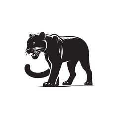 Fototapeta premium Majestic Jaguar Vector Silhouette Illustration of a Powerful Wild Cat in Mid-Prowl – Jungle Predator Artwork for Tattoo, Logo, Poster, or Wildlife Themed Design Projects 