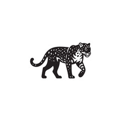 Majestic Jaguar Vector Silhouette Illustration of a Powerful Wild Cat in Mid-Prowl – Jungle Predator Artwork for Tattoo, Logo, Poster, or Wildlife Themed Design Projects
