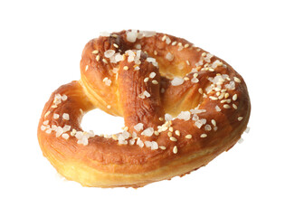 Tasty pretzel with salt isolated on white