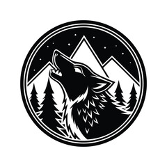 Howling Wolf with Rugged Outdoor Vibes vector illustration