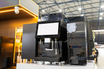 Counter-top vending coffee machine with twin steam wands and touchscreen