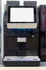 Automatic coffee machine with touchscreen and dispenser