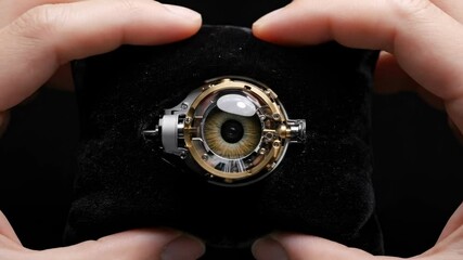 Intricate watch mechanism held in hands highlighting precision and craftsmanship